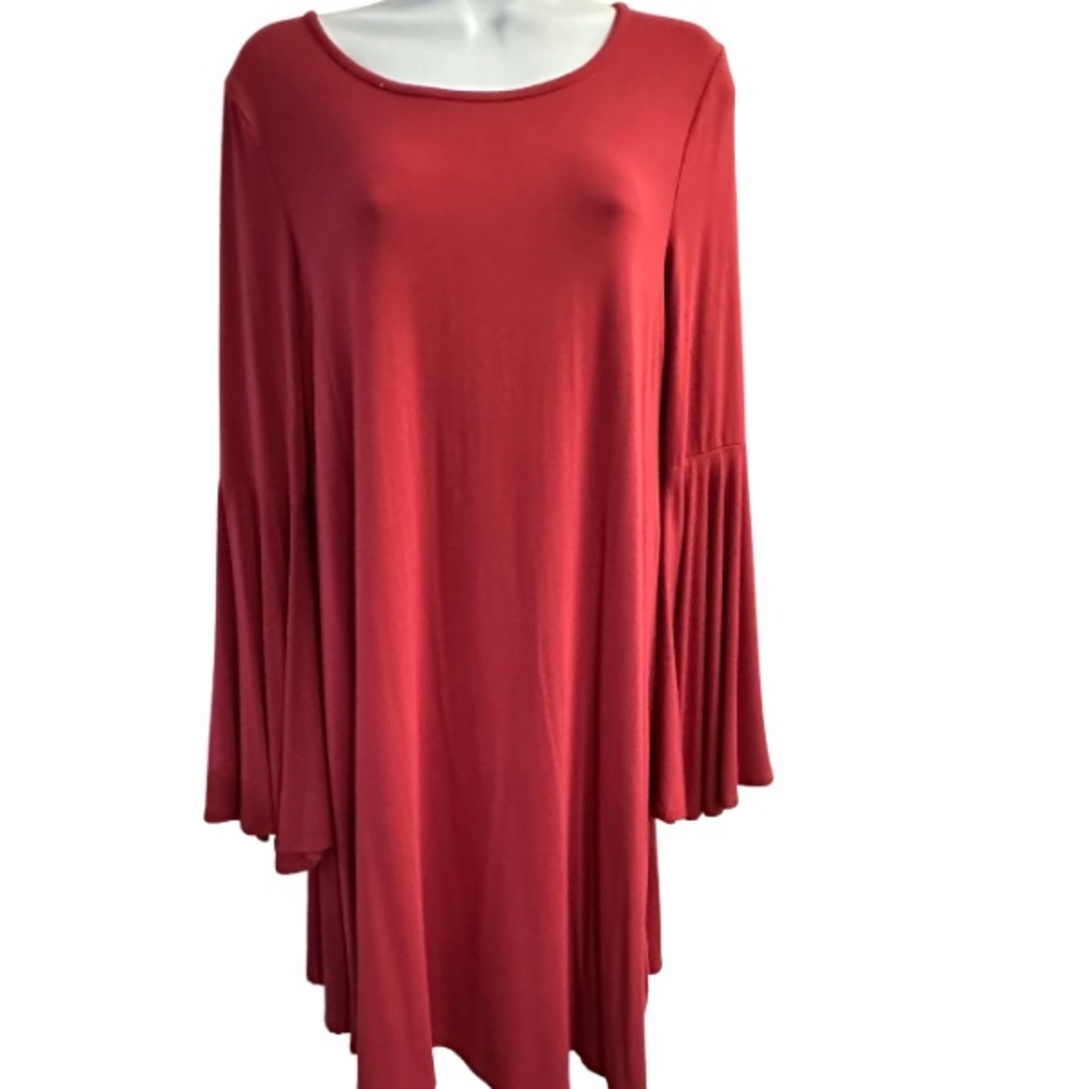 CUPIO FALL DRESS Long Bell Sleeves Renaissance Fair Crisscross Back Red SZ S